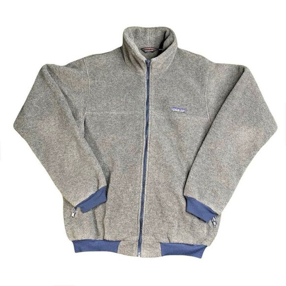 Vintage 80's Patagonia Full Zip Fleece Jacket Made in USA Gray